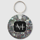 Sparkly Colorful Silver Mosaic Monogram Sleutelhanger (Voorkant)