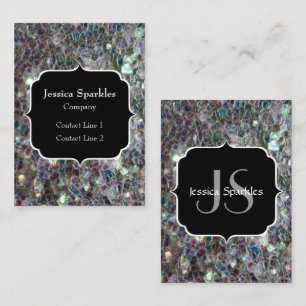 Sparkly Colorful Silver Mosaic Monogram Visitekaartje