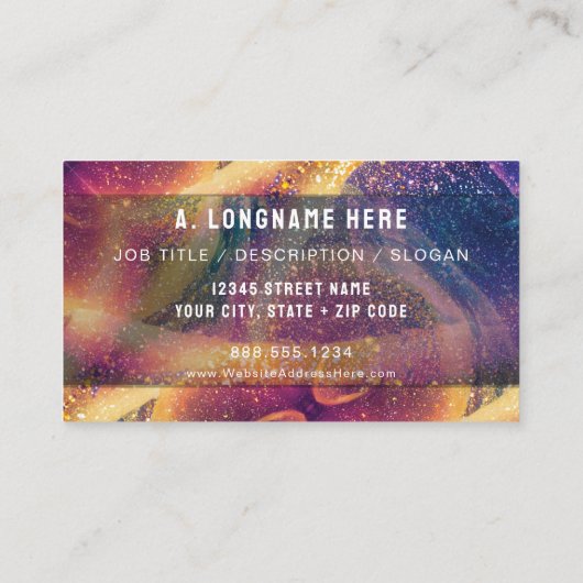 Sparkly Cosmic Galaxy Artisan Company Logo  Visitekaartje (Achterkant)