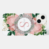 Sparkly Custom Roze Rozen Diamanten Monogram Case-Mate iPhone Case (Achterkant (horizontaal))