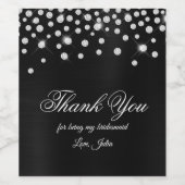 Sparkly Diamond Black Satin Folie Hartelijk dank Wijn Etiket (Enkel label)
