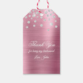 Sparkly Diamond Confetti Pink Folie Hartelijk dank Cadeaulabel (Voorkant)
