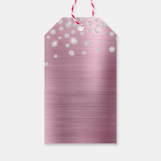 Sparkly Diamond Confetti Pink Folie Hartelijk dank Cadeaulabel (Achterkant)