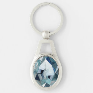 Sparkly Diamond Cut Blue Grey Design Sleutelhanger