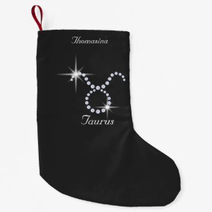 Sparkly Diamond Taurus gepersonaliseerd Kleine Kerstsok