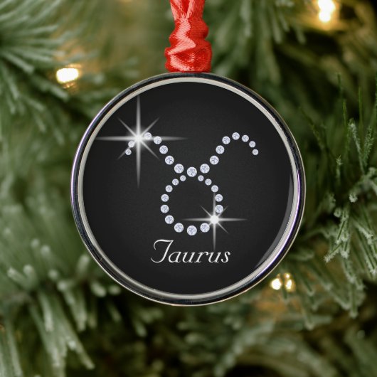 Sparkly Diamond Taurus Metalen Ornament (Boom)