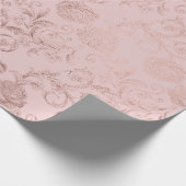 Sparkly Diamonds Blush Damask Pink Rose Gold Cadeaupapier (Hoek)