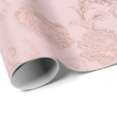 Sparkly Diamonds Blush Damask Pink Rose Gold Cadeaupapier (Rol Hoek)