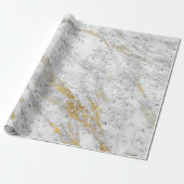 Sparkly Diamonds Marble Gold White Grey Cadeaupapier (Uitgerold)