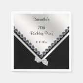 Sparkly Diamonds & Silver Bow 70e verjaardag Servet (Voorkant)