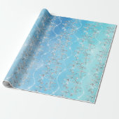Sparkly Diamonds Silver Grey Blue Ocean Glass Cadeaupapier (Uitgerold)
