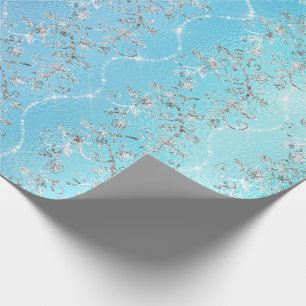 Sparkly Diamonds Silver Grey Blue Ocean Glass Cadeaupapier