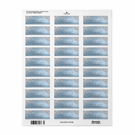 Sparkly Drift Silver Grey Royal Blue RSVP Bridal Etiket (Full Sheet)