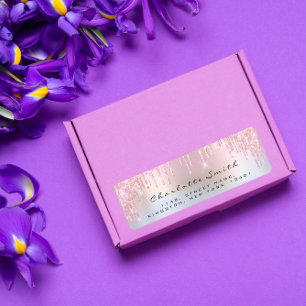 Sparkly Drijft Roos Roze Return Address Holograaf Etiket