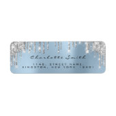 Sparkly Drips Zilver Grijs Grijs Blauw RSVP Bruilo Etiket (Voorkant)