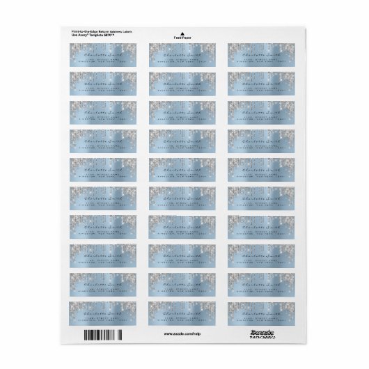 Sparkly Drips Zilver Grijs Grijs Blauw RSVP Bruilo Etiket (Full Sheet)