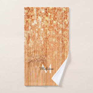 Sparkly elegante sinaasappel bamboe houtprint Mono Bad Handdoek
