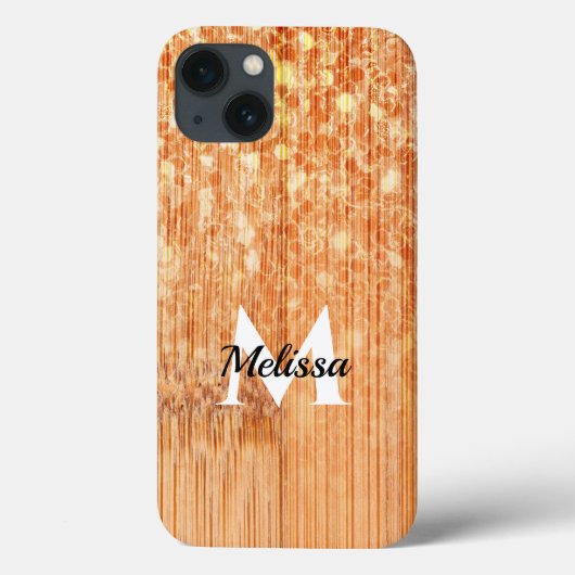 Sparkly elegante sinaasappel bamboe houtprint Mono Case-Mate iPhone Case (Achterkant)