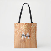 Sparkly elegante sinaasappel bamboe houtprint Mono Draagtas (Voorkant)