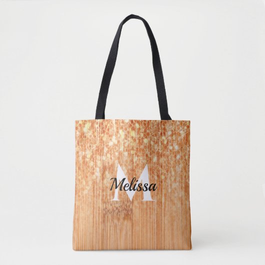 Sparkly elegante sinaasappel bamboe houtprint Mono Draagtas (Voorkant)
