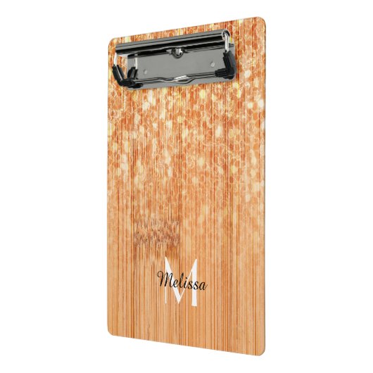 Sparkly elegante sinaasappel bamboe houtprint Mono Mini Klembord (Angled2)