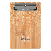 Sparkly elegante sinaasappel bamboe houtprint Mono Mini Klembord (Voorkant)