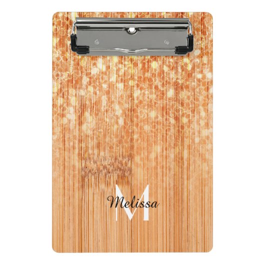 Sparkly elegante sinaasappel bamboe houtprint Mono Mini Klembord (Voorkant)