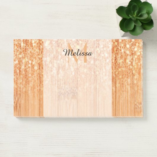 Sparkly elegante sinaasappel bamboe houtprint Mono Post-it® Notes (Kantoor)