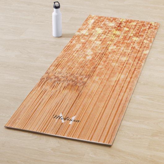 Sparkly elegante sinaasappel bamboe houtprint Mono Yogamat (In situ)