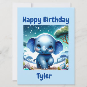 Sparkly Elephant Onder een Sterrenhemel Kaart