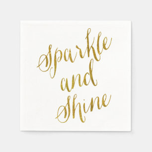 Sparkly en Shine Quote Faux Gold Foil Servet