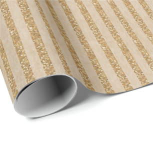 Sparkly Faux Glitter Stripes Kraft Paper Cadeaupapier