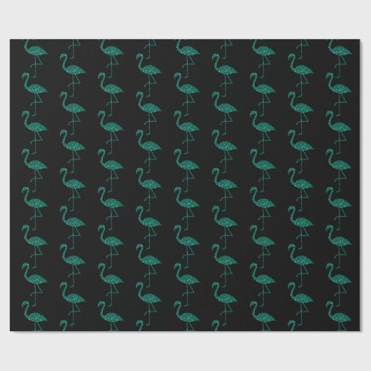 Sparkly flamingo Emerald glitter patroon zwart Cadeaupapier (Vlak)
