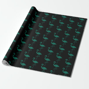 Sparkly flamingo Emerald glitter patroon zwart Cadeaupapier
