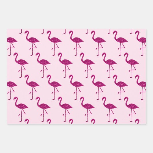 Sparkly flamingo glitterpatroon roze inpakpapier vel (Voorkant 2)