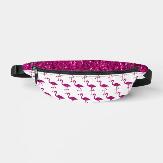 Sparkly flamingo heet roze faux sparkles heuptasje (Voorkant)