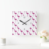 Sparkly flamingo Pink glitter sparkeert patroon Vierkante Klok (Huis)