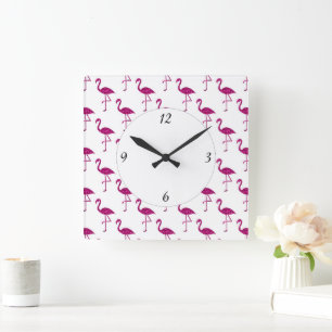 Sparkly flamingo Pink glitter sparkeert patroon Vierkante Klok