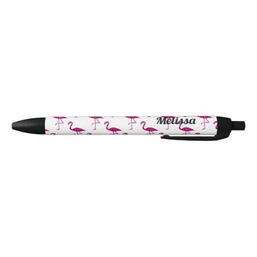 Sparkly flamingo Pink glitter sparkles personalise Zwarte Inkt Pen (Bodem)