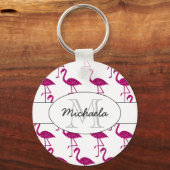 Sparkly flamingo Pink sparkles patroon Monogram Sleutelhanger (Voorkant)