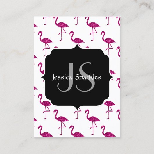 Sparkly flamingo Pink sparkles patroon Monogram Visitekaartje (Achterkant)