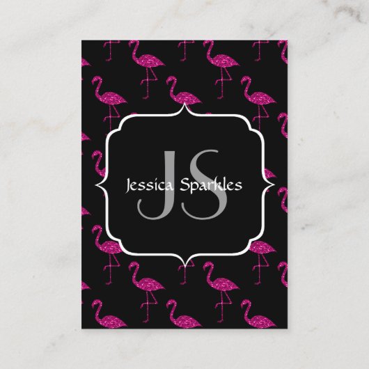 Sparkly flamingo Pink sparkles patroon Monogram Visitekaartje (Achterkant)