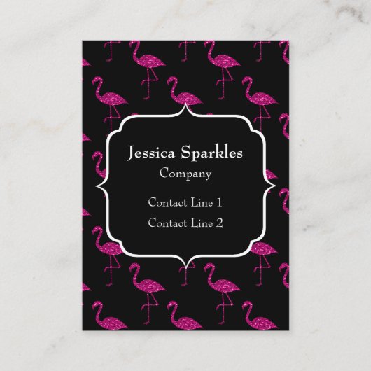 Sparkly flamingo Pink sparkles patroon Monogram Visitekaartje (Voorkant)