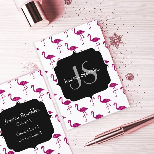 Sparkly flamingo Pink sparkles patroon Monogram Visitekaartje