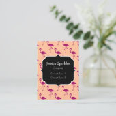 Sparkly flamingo Pink sparkles patroon Monogram Visitekaartje (Staand voorkant)