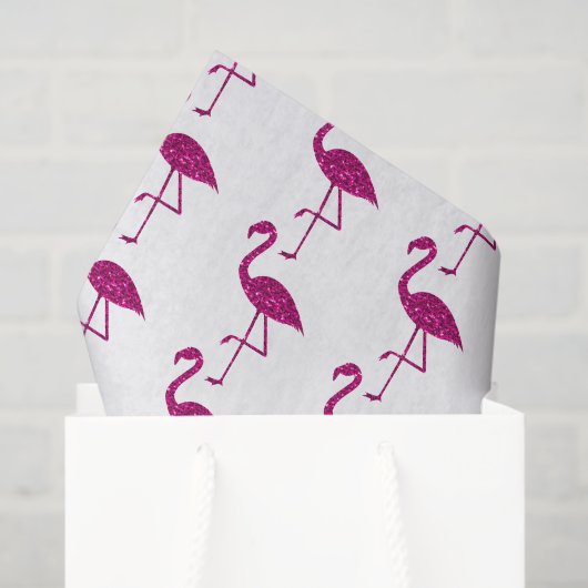 Sparkly flamingo Roze glitterpatroon wit Tissuepapier (Cadeauzakje)
