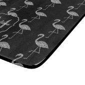 Sparkly flamingo Silver glitter Monogram Snijplank (Hoek)