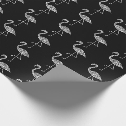 Sparkly flamingo Silver glitter sparkeert patroon Cadeaupapier (Hoek)