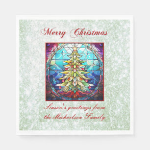 Sparkly Glas in lood Kerstboom Groene Glitter Servet