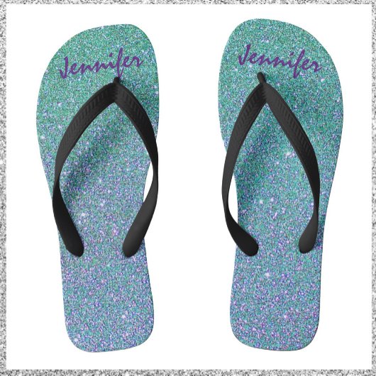 Sparkly Glitter Blue Green en Paars Teenslippers